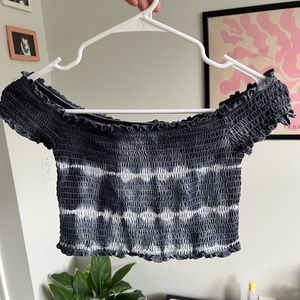 American Eagle Blue and White Tie-Dye Top